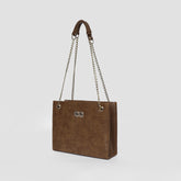 Bella Brown Croc Chain Bag