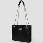 Bella Black Croc Chain Bag