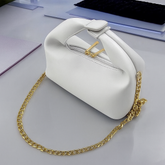 Mira White Shoulder Bag with Gold Chain