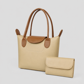 Elara Beige Tote Bag With Free Pouch