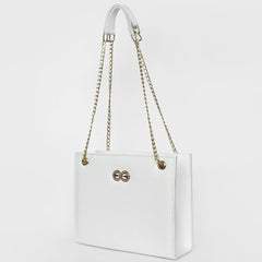 Bella White Croc Chain Bag