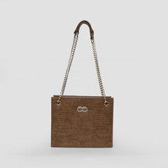 Bella Brown Croc Chain Bag