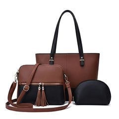 Olivia 3-Piece Tote Set ( Brown And Black)