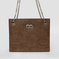 Bella Brown Croc Chain Bag
