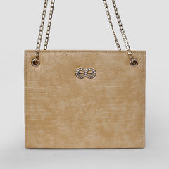 Bella Beige Croc Chain Bag