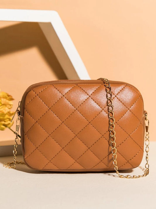 BROWN LUXE Quilted Crossbody Bag