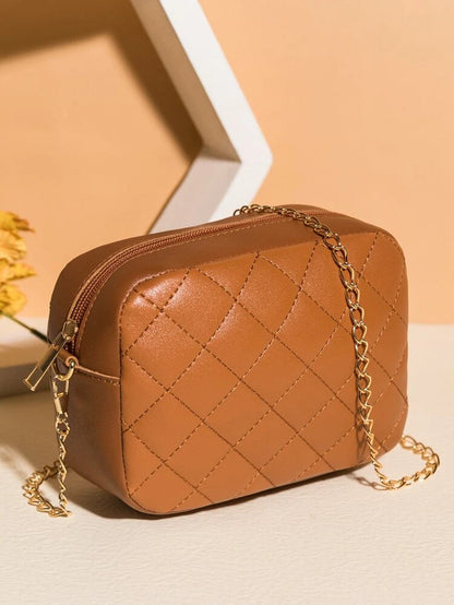 BROWN LUXE Quilted Crossbody Bag