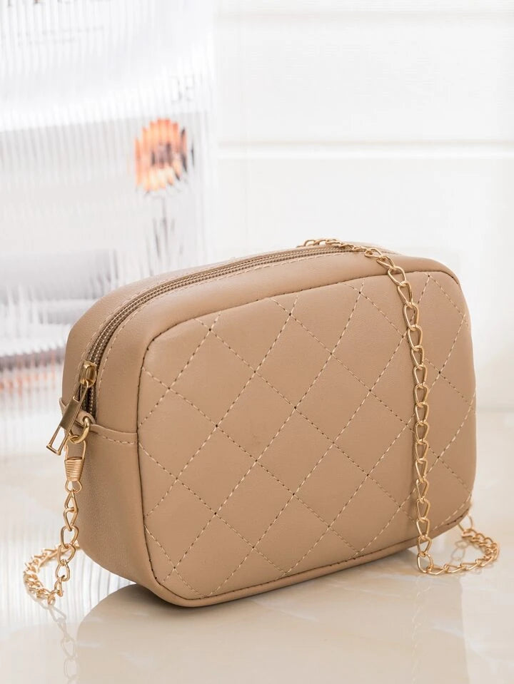 CAMEL LUXE Quilted Crossbody Bag