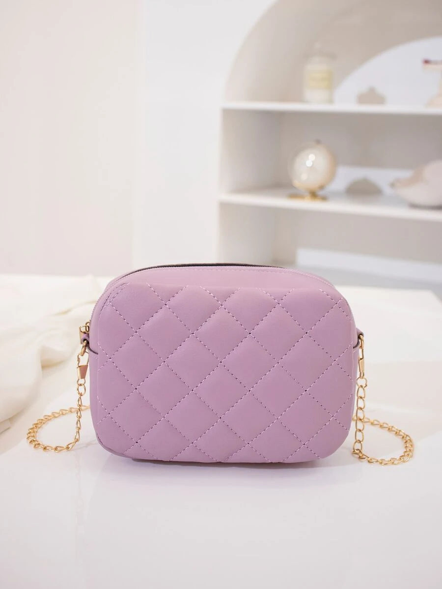 LIGHT PURPLE LUXE Quilted Crossbody Bag