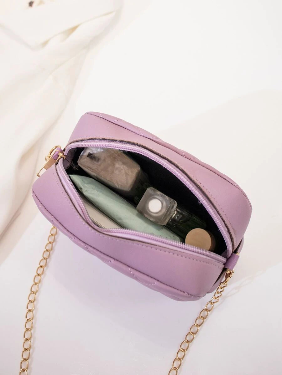 LIGHT PURPLE LUXE Quilted Crossbody Bag