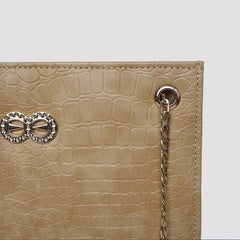 Bella Beige Croc Chain Bag
