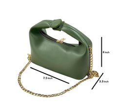 Mira Green Shoulder Bag with Gold Chain