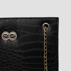 Bella Black Croc Chain Bag