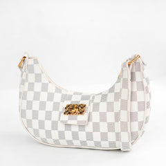 Chelsea Checkered White Shoulder Bag