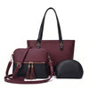 Olivia 3-Piece Tote Set (Maroon And Black)