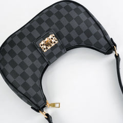 Chelsea Checkered Black Shoulder Bag