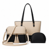 Olivia 3-Piece Tote Set (Beige And Black)