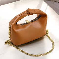 Mira Brown Shoulder Bag with Gold Chain