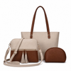 Olivia 3-Piece Tote Set (Beige And Brown)