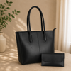 Evora Black Tote Bag With Free Pouch