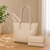 Evora Beige Tote Bag With Free Pouch