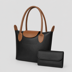 Elara Black Tote Bag  With Free Pouch