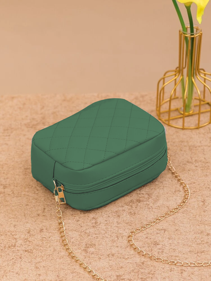 GREEN Quilted Crossbody Bag