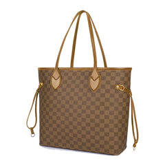 Classic Brown Checkered Tote Bag