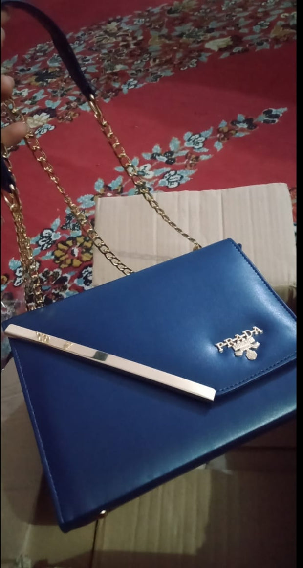 Blue Shoulder Bag (Golden Chain)