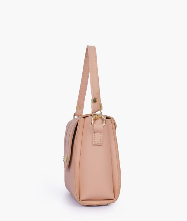 Pink Compact Top Handle Cross Body Bag