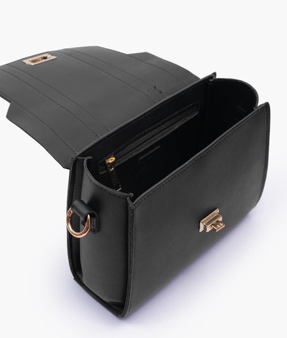 Black Compact Top Handle Cross Body Bag