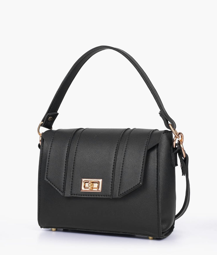 Black Compact Top Handle Cross Body Bag