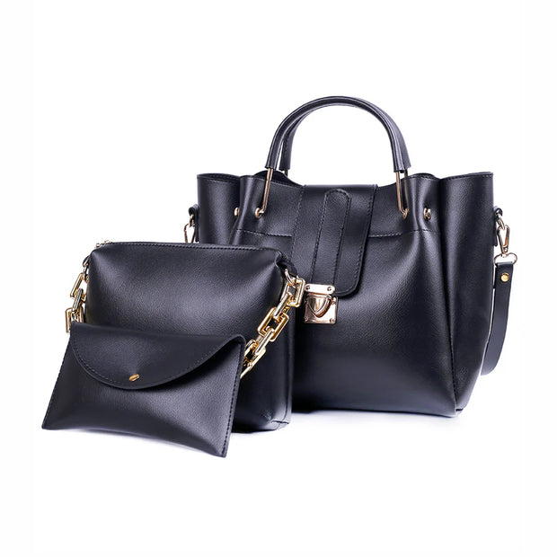 ELEGANCCE BLACK 3PCS HANDBAGS