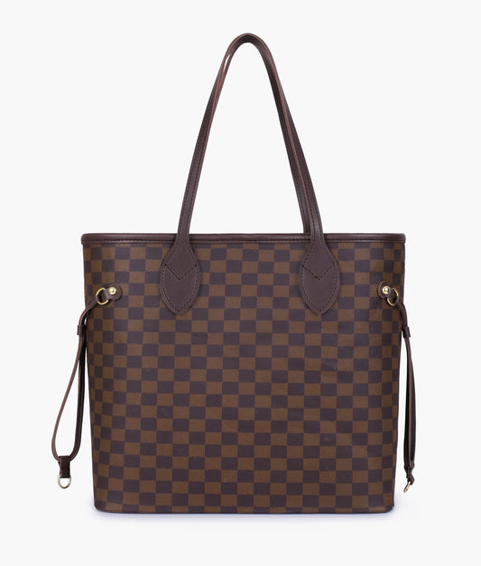 Classic Brown Checkered Tote Bag