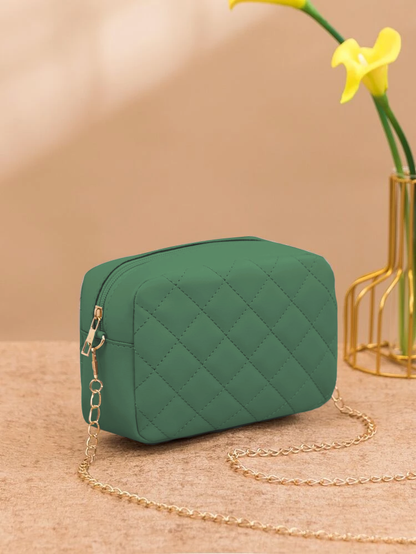 GREEN Quilted Crossbody Bag