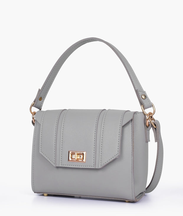 Compact Grey Top Handle Cross Body Bag