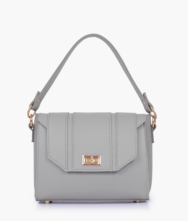 Compact Grey Top Handle Cross Body Bag