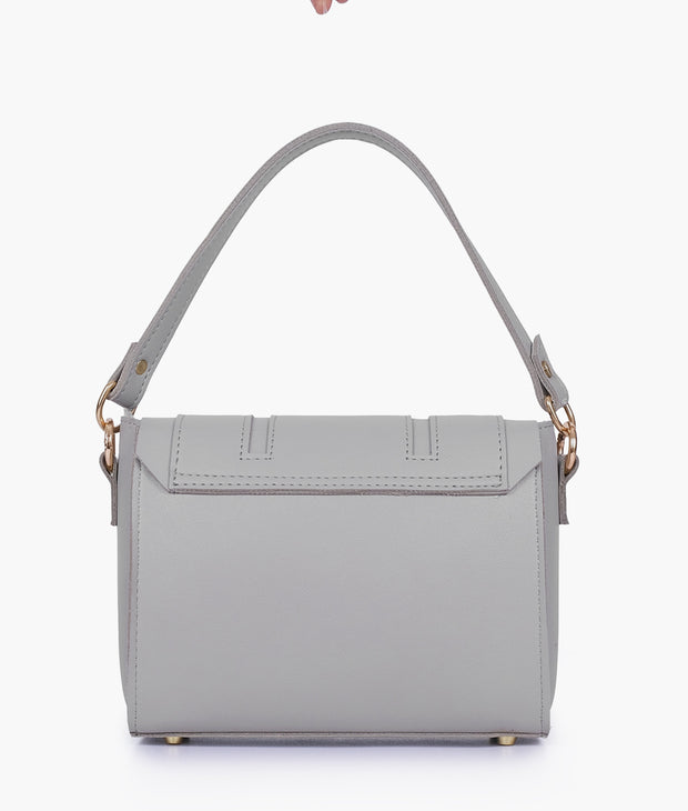 Compact Grey Top Handle Cross Body Bag