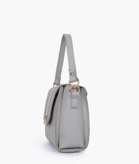 Compact Grey Top Handle Cross Body Bag