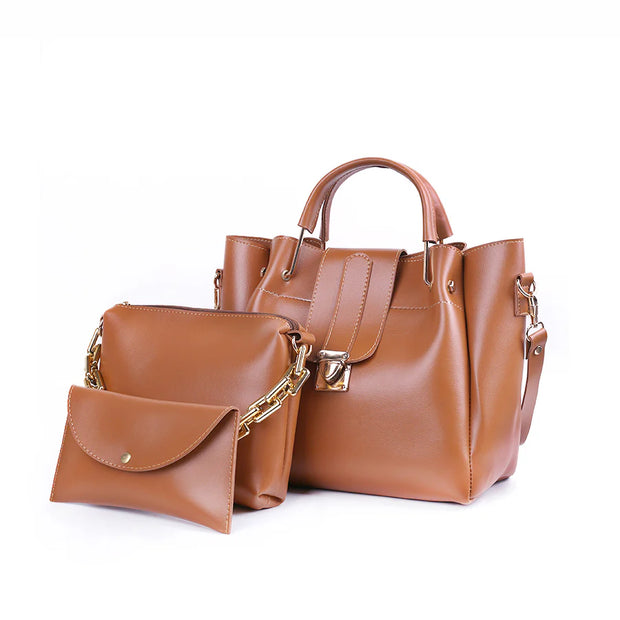 ELEGANCE BROWN 3PCS HANDBAGS